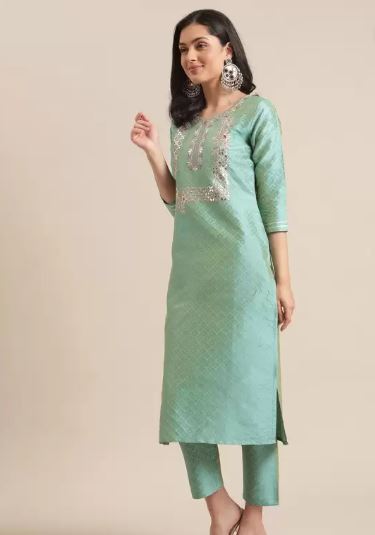 Women Silk Blend Kurta Trouser Set