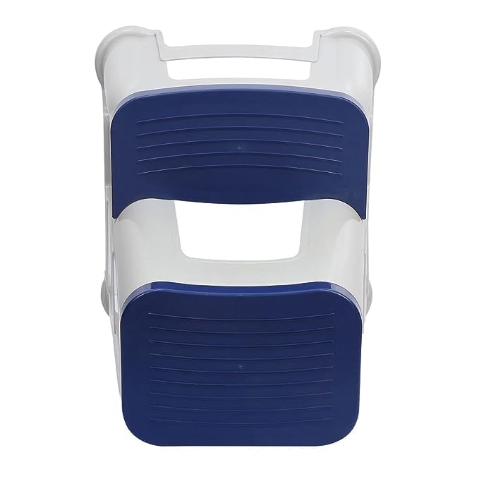 SKYGLAMOUR Plastic 2-Step Stool for Home | Office&Kitchen Use with Weight Bearing Capacity of 120 Kg |2 Step Stool for Home| Color: Blue; Pack of 1