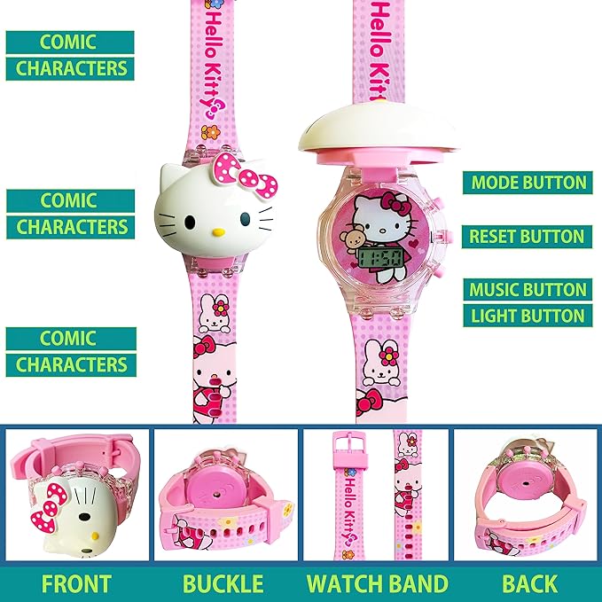 Matrix Kids Edition 3D Spiderman/Frozen/Ben 10/Hello Kitty/Iron Man Avenger Digital Watch for Kids with Music & Disco Lights (Boys & Girls)