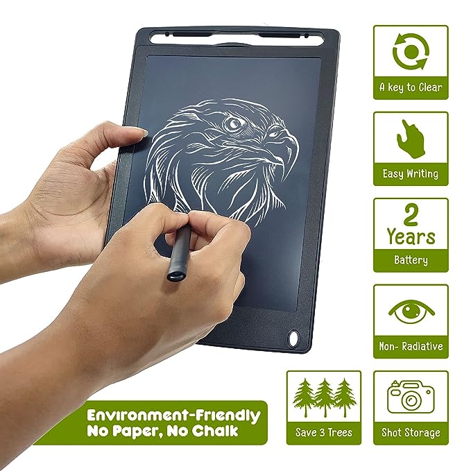NHR LCD Portable Writing Tablet 8.5 Inch | Electronic Writing Pad Scribble Board for Kids |Kids Learning Toy (Black)
