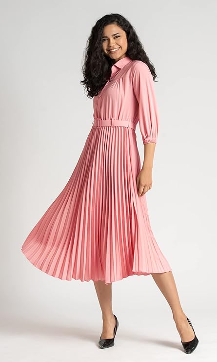 AASK Designer Plated Crape Dress for Women Stylish