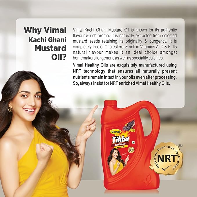 Vimal Tikha Kachi Ghani Mustard Oil (5 L Jar)