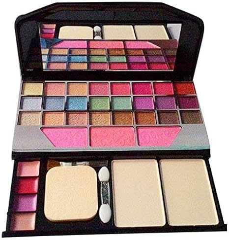 JAAYANSHA TYA 6155 Makeup Kit and 7 Pink Makeup Brushes Set, 36H, 3in1 Eyeliner, Mascara, Eyebrow Pencil, 1 Kajal,1 Pink Blender, 1 Hair Dryer with 1 Hair Straightener - (Pack of 16)